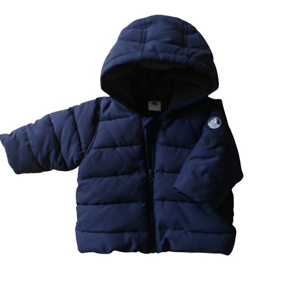 Petit Bateau Navy Blue Quilted Puffer Hooded Jacket 3 Months (60 cm) - Picture 6 of 7